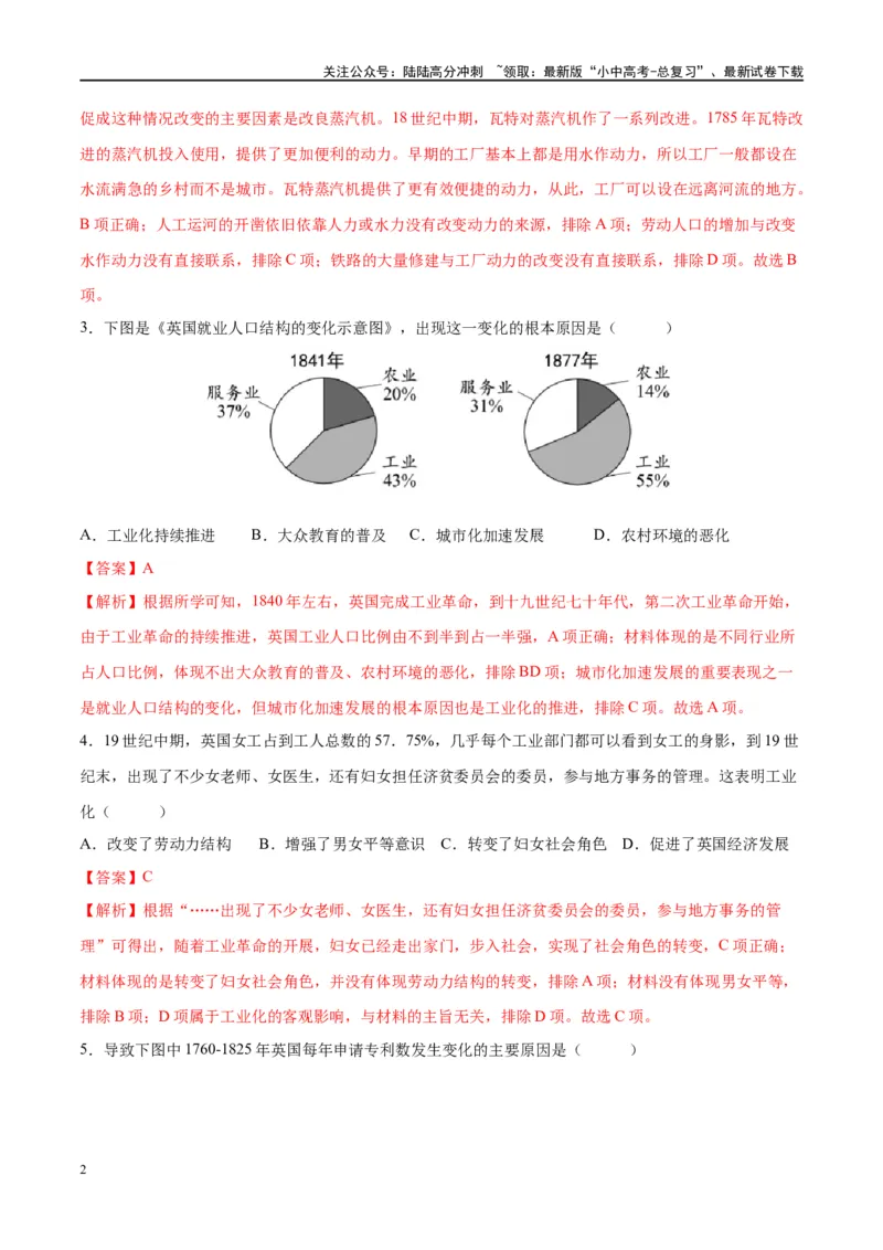 （练习）专题22工业革命和国际共产主义运动的兴起（解析版）_02中考总复习（2026版更新中）_06-历史-中考总复习_2024年中考复习资料_一轮复习_配套练习（原卷版+解析版）