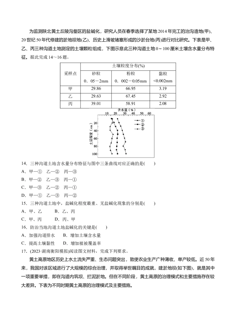 第32讲生态脆弱区的综合治理（练习）（原卷版）_9.2025地理总复习_2024年新高考资料_1.2024一轮复习_2024年高考地理一轮复习讲练测（新教材新高考）