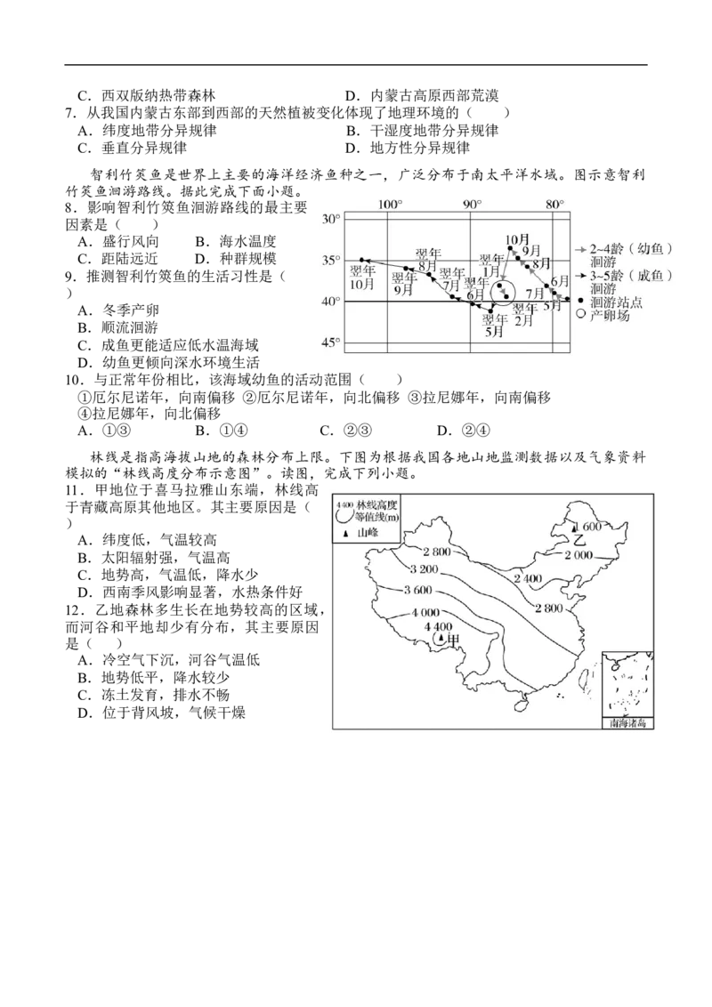 测第六单元综合测试-考点聚焦2023年高考地理总复习讲练测_9.2025地理总复习_赠品通用版（老高考）复习资料_专项复习_考点聚焦2023年高考地理总复习讲练测