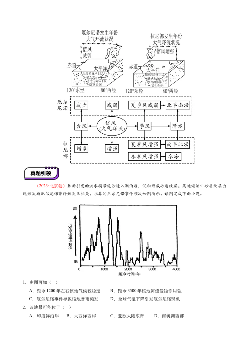 第12讲海&mdash;气相互作用和环流异常（讲义）（原卷版）_9.2025地理总复习_2025年新高考资料_一轮复习_2025年高考地理一轮复习讲练测（新教材新高考）