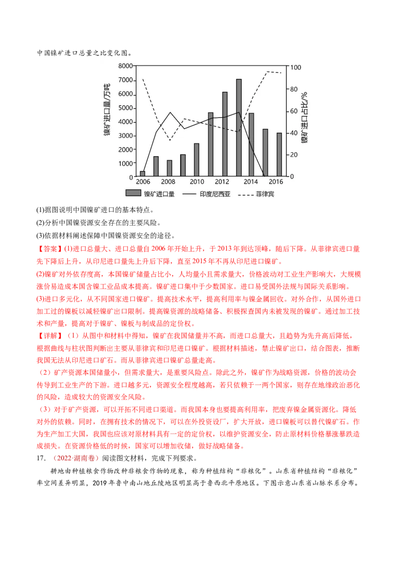 查补知识&middot;通关练专题10资源、环境与国家安全（解析版）_9.2025地理总复习_2024年新高考资料_5.2024三轮冲刺_查漏补缺2024年高考地理复习冲刺过关（新高考通用）