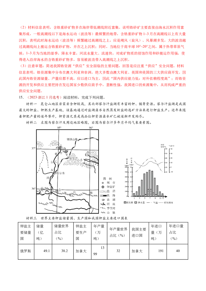 查补知识&middot;通关练专题10资源、环境与国家安全（解析版）_9.2025地理总复习_2024年新高考资料_5.2024三轮冲刺_查漏补缺2024年高考地理复习冲刺过关（新高考通用）