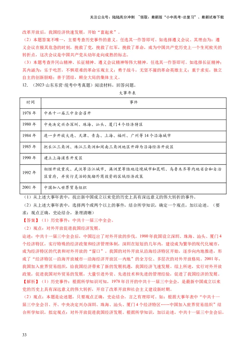 （讲义）专题15中国特色社会主义道路（解析版）_02中考总复习（2026版更新中）_06-历史-中考总复习_2024年中考复习资料_一轮复习_配套讲义（原卷版+解析版）_教师版（含答案解析）