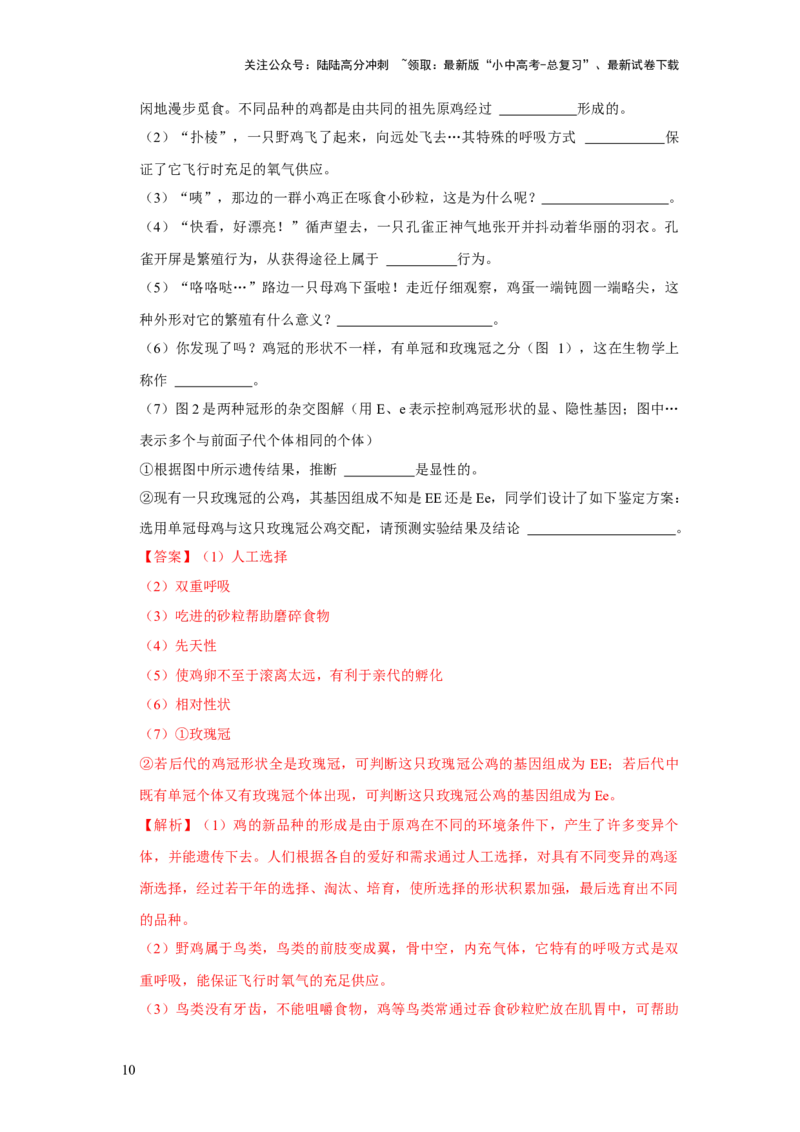 题型02识图填空（解析版）_02中考总复习（2026版更新中）_08-生物-中考总复习_2024年中考复习资料_专项复习_备战2024年中考生物真题题源解密