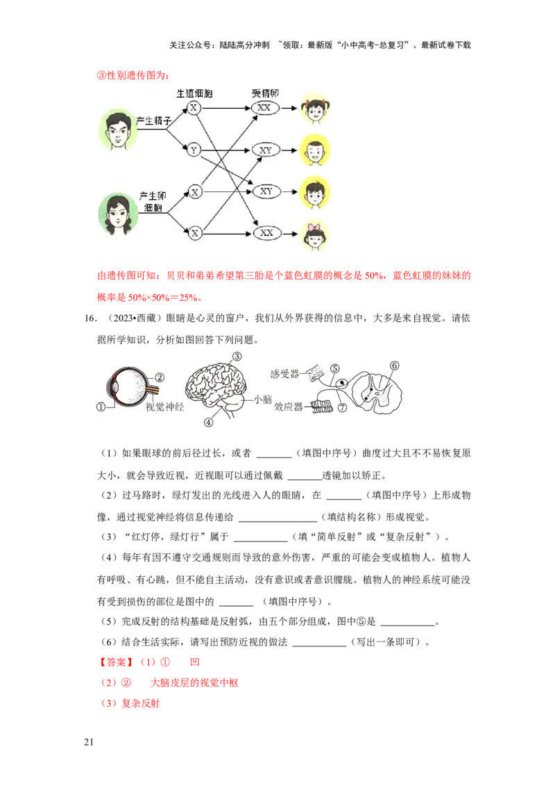 题型02识图填空（解析版）_02中考总复习（2026版更新中）_08-生物-中考总复习_2024年中考复习资料_专项复习_备战2024年中考生物真题题源解密