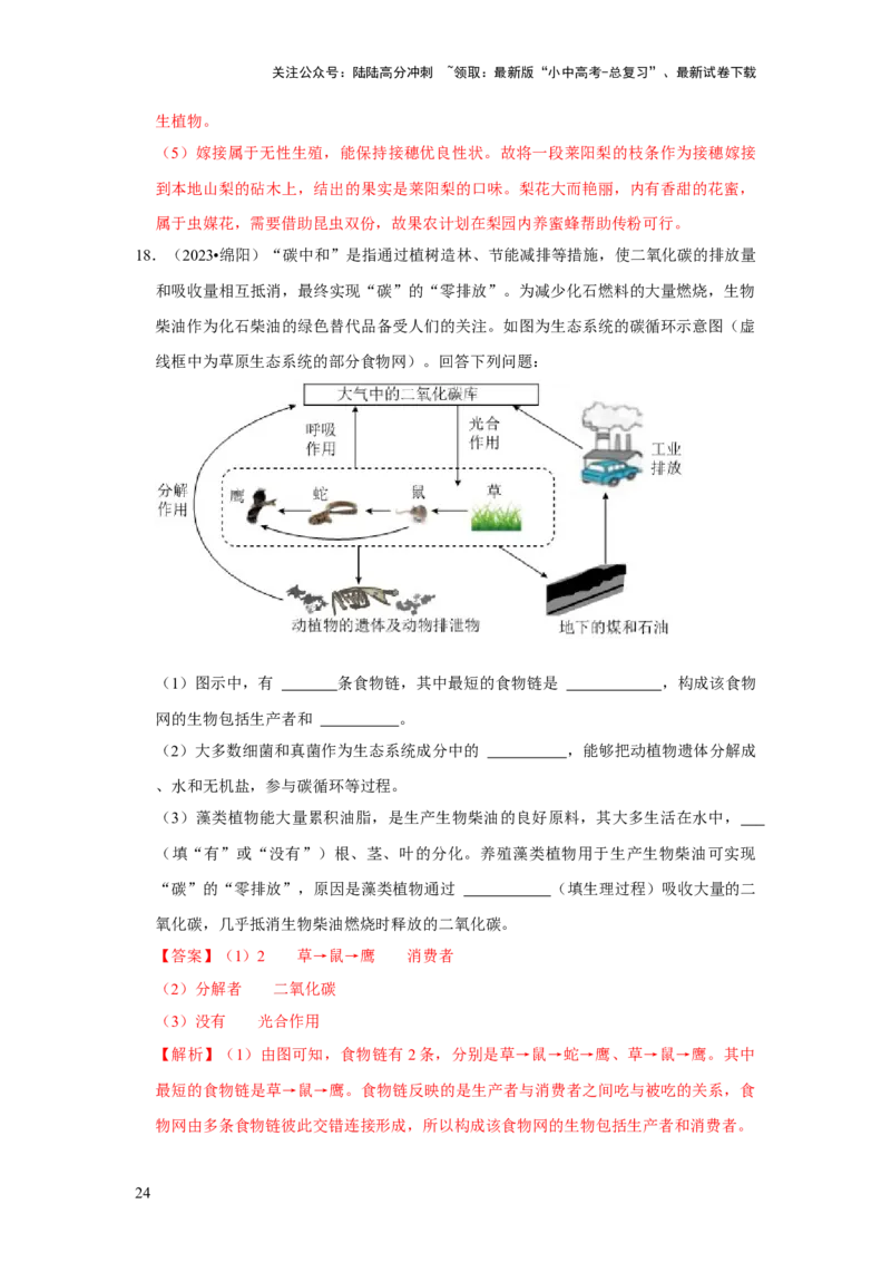 题型02识图填空（解析版）_02中考总复习（2026版更新中）_08-生物-中考总复习_2024年中考复习资料_专项复习_备战2024年中考生物真题题源解密