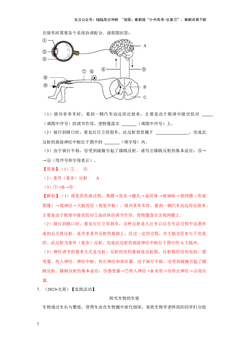 题型02识图填空（解析版）_02中考总复习（2026版更新中）_08-生物-中考总复习_2024年中考复习资料_专项复习_备战2024年中考生物真题题源解密