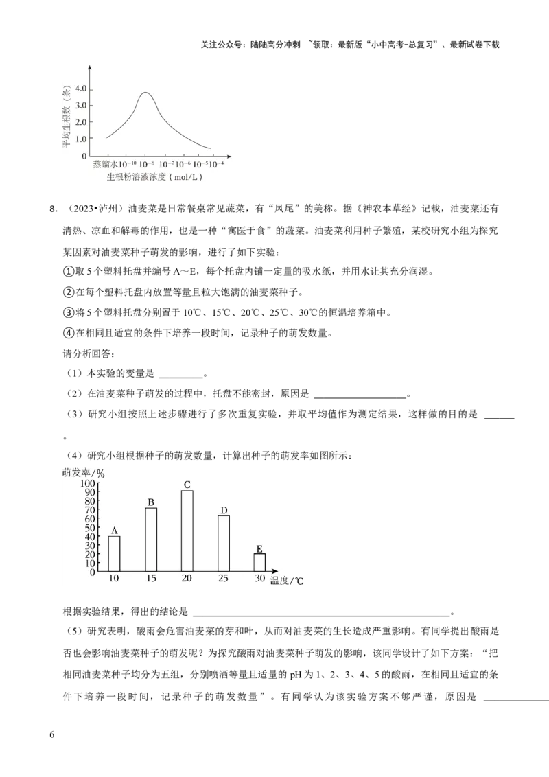 题型突破五实验探究题（原版卷）_02中考总复习（2026版更新中）_08-生物-中考总复习_2024年中考复习资料_三轮复习_查漏补缺2024年中考生物复习冲刺过关（全国通用）_查补能力&middot;提升练