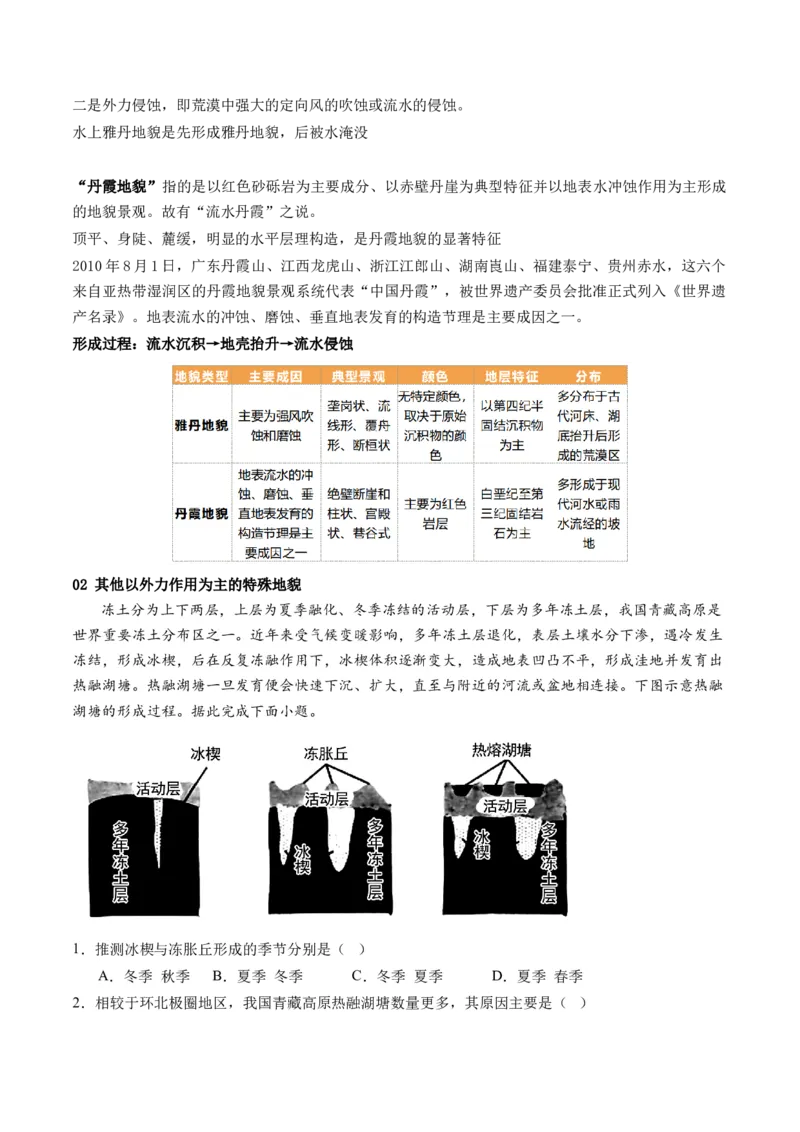 第13讲营造地表形态的力量及其地貌（讲义）（解析版）_9.2025地理总复习_2024年新高考资料_1.2024一轮复习_2024年高考地理一轮复习讲练测（新教材新高考）