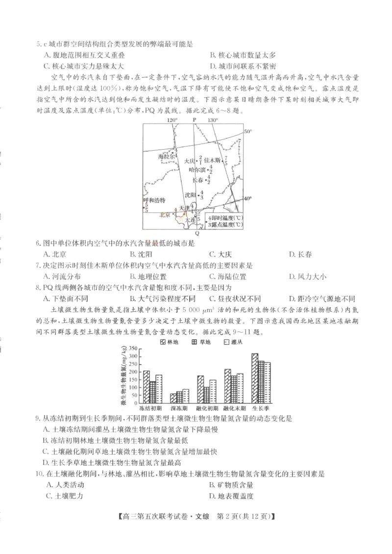 山西省部分学校2022-2023学年高三年级第五次联考文科综合试题_9.2025地理总复习_地理高考模拟题_老高考_2023年_山西省部分学校2022-2023学年高三上学期第五次联考文科综合试题