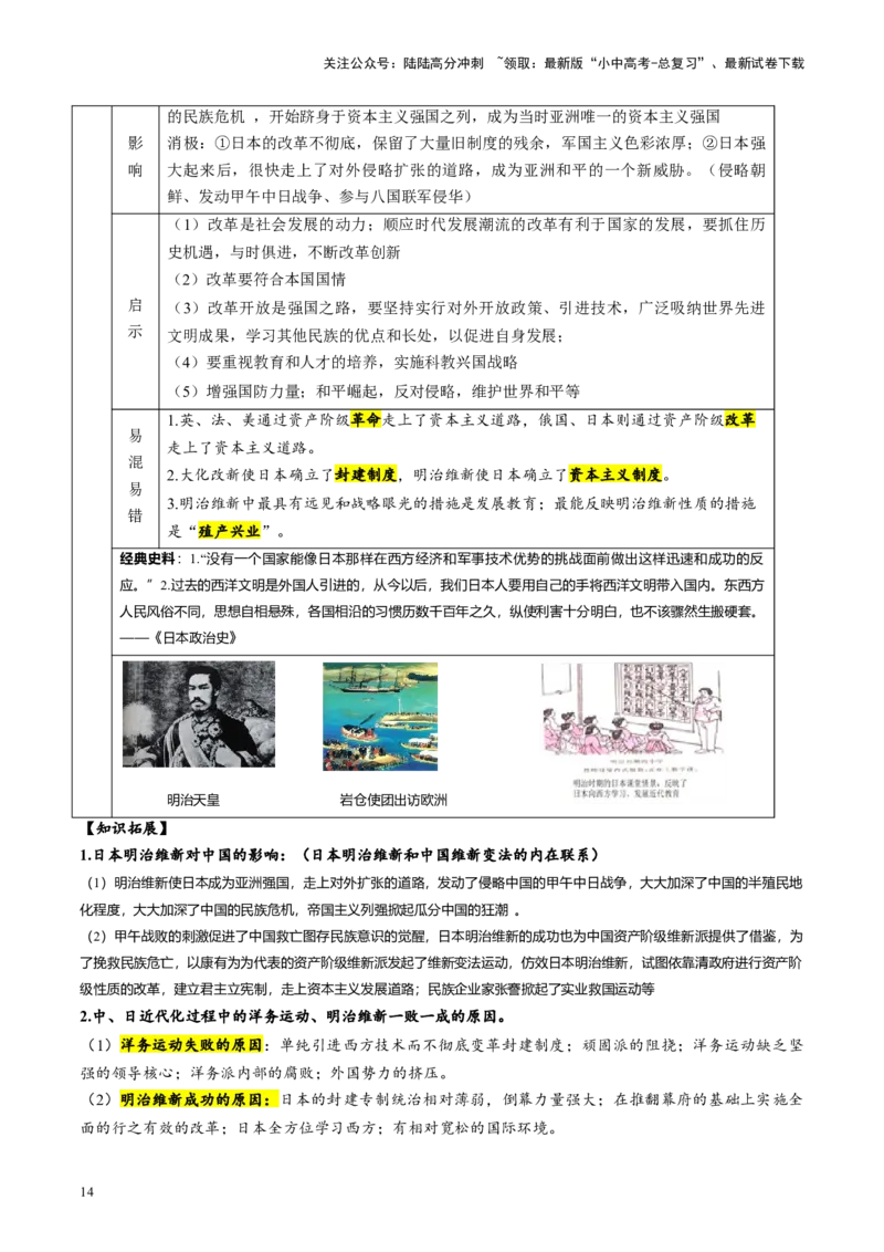 （讲义）专题23殖民地人民的反抗与资本主义制度的扩展（原卷版）_02中考总复习（2026版更新中）_06-历史-中考总复习_2024年中考复习资料_一轮复习_配套讲义（原卷版+解析版）