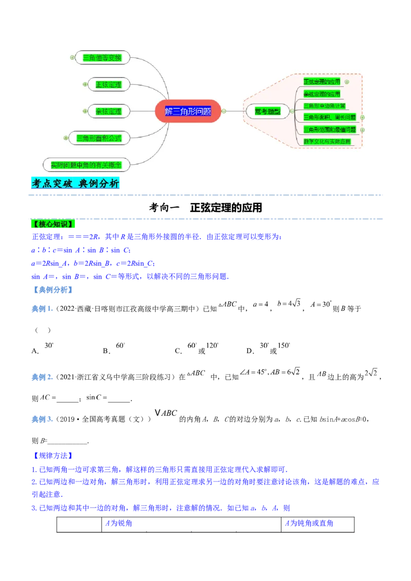 专题10解三角形问题（讲）原卷版_2.2025数学总复习_2023年新高考资料_二轮复习_备战2023年高考数学二轮复习考点精讲练（新教材&middot;新高考）