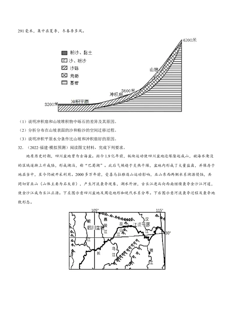 地表形态的塑造专题测试卷-2023年高考地理二轮复习讲练测（原卷版）_9.2025地理总复习_2023年新高考复习资料_二轮复习_寒假小练2023年高三地理二轮小专题练习（新课标）291470456