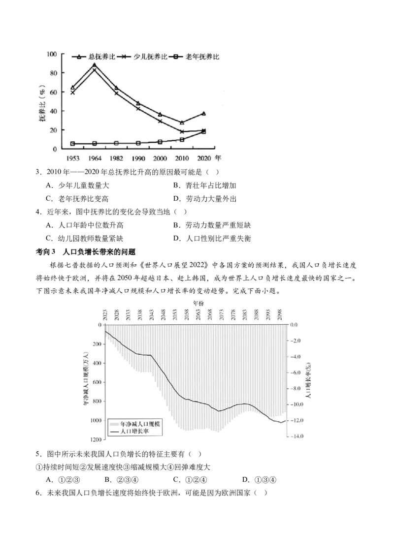 微专题人口问题、传统文化和民居、城市群（讲义）（原卷版）_9.2025地理总复习_2024年新高考资料_2.2024二轮复习_2024年高考地理二轮复习讲练测（新教材新高考）_微专题