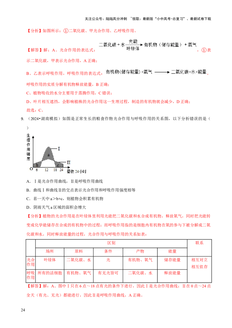 题型突破三曲线图作答（解析版）_02中考总复习（2026版更新中）_08-生物-中考总复习_2024年中考复习资料_三轮复习_查漏补缺2024年中考生物复习冲刺过关（全国通用）_查补能力&middot;提升练