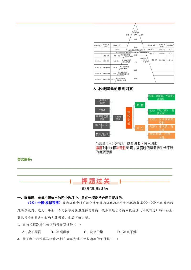 押广东卷第11~12题自然环境的整体性和差异性-备战2024年高考临考题号押题（广东卷）原卷版_9.2025地理总复习_2024年新高考资料_5.2024三轮冲刺