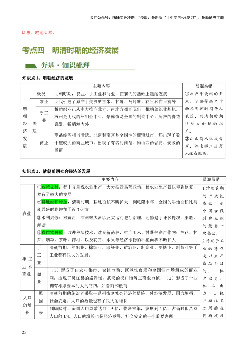 （讲义）专题06明清时期：统一多民族国家的巩固与发展（解析版）_02中考总复习（2026版更新中）_06-历史-中考总复习_2024年中考复习资料_一轮复习_配套讲义（原卷版+解析版）