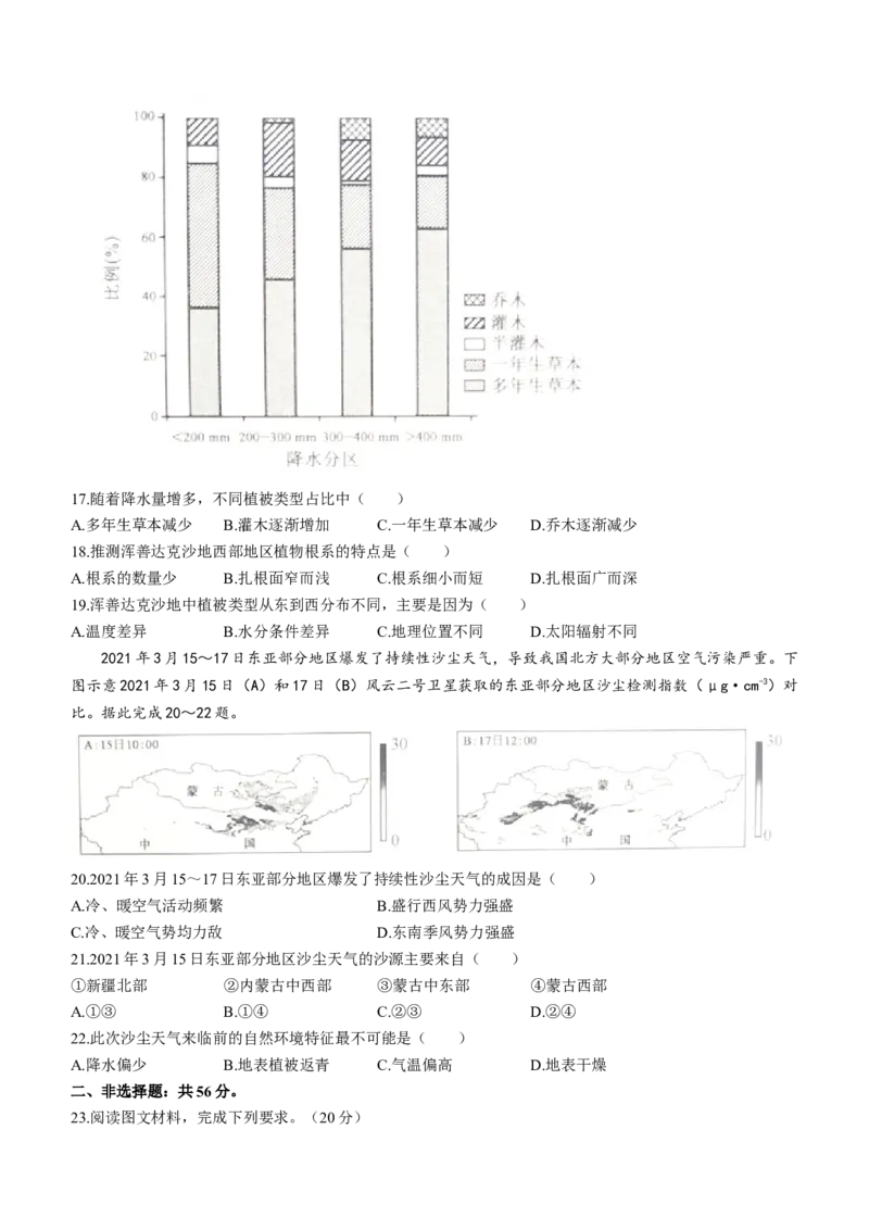 安徽省十联考23届高三上学期第一次教学质量地理含答案_9.2025地理总复习_地理高考模拟题_老高考_2023年