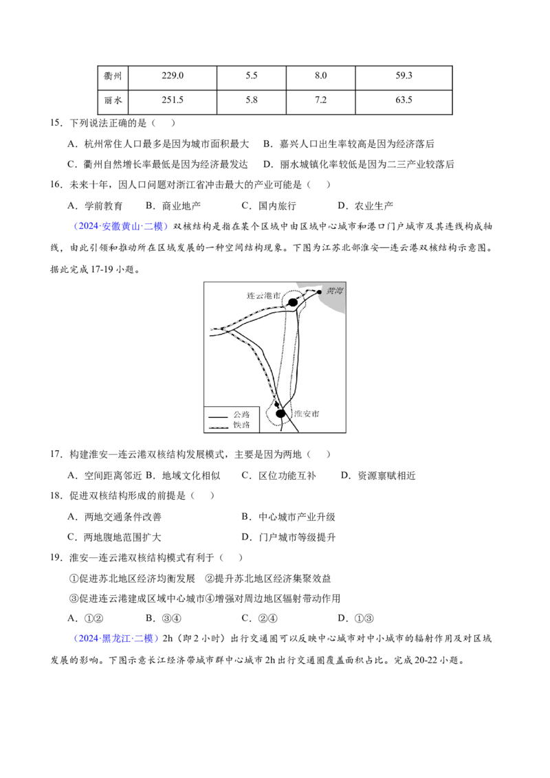 押题01人口与城镇-备战2024年高考地理临考题型押题（辽宁卷）（原卷版）_9.2025地理总复习_2024年新高考资料_5.2024三轮冲刺_备战2024年高考地理临考题号押题（辽宁卷）323128912