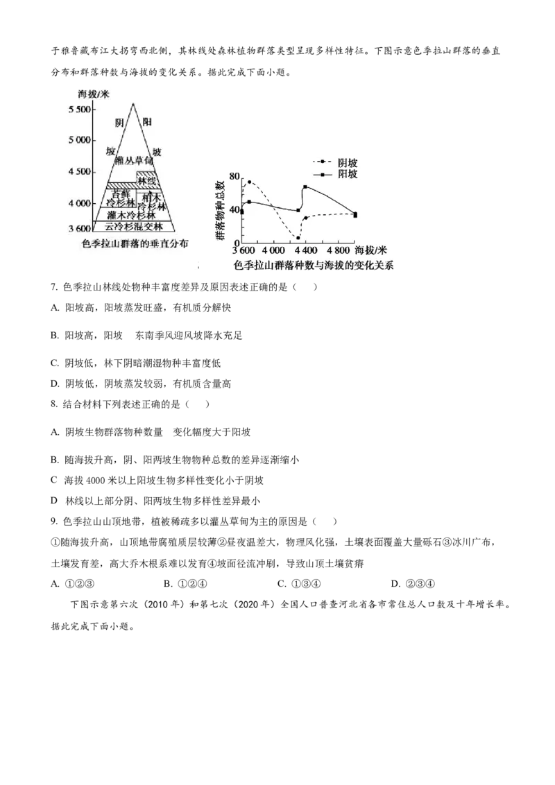 河北省&ldquo;五个一&rdquo;名校联盟2022-2023学年高三上学期12月联考地理试题_9.2025地理总复习_地理高考模拟题_新高考_2023年