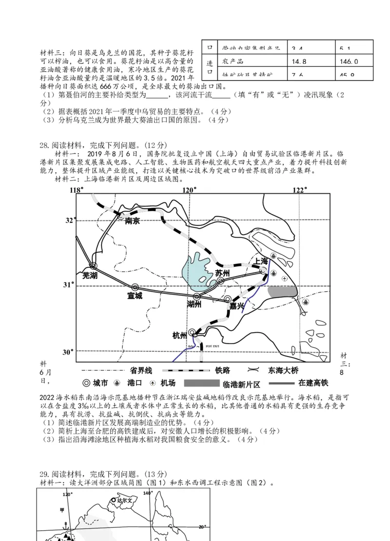 浙江省山水联盟2022-2023学年高三上学期8月联考地理试题_9.2025地理总复习_2023年新高考复习资料_3地理高考模拟题_新高考