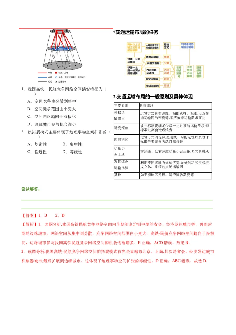 押广东卷第1~2题交通运输布局（区际联系、区域协调发展）-备战2024年高考地理临考题号押题（广东卷）（解析版）_9.2025地理总复习_2024年新高考资料_5.2024三轮冲刺