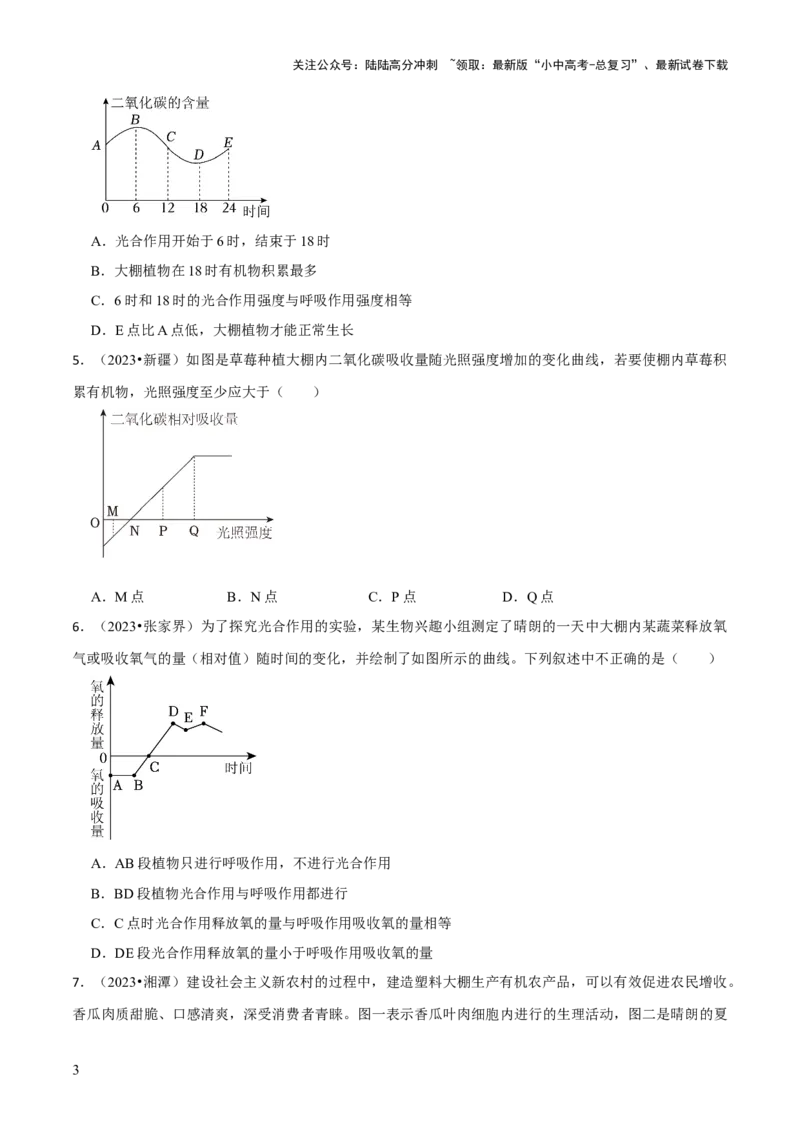 题型突破三曲线图作答（原版卷）_02中考总复习（2026版更新中）_08-生物-中考总复习_2024年中考复习资料_三轮复习_查漏补缺2024年中考生物复习冲刺过关（全国通用）_查补能力&middot;提升练