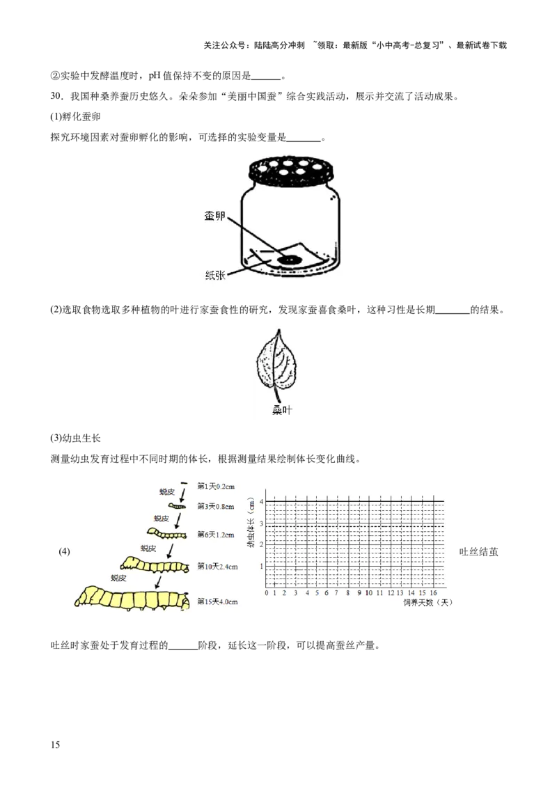 题型03实验探究（测试）（原卷版）_02中考总复习（2026版更新中）_08-生物-中考总复习_2025中考复习资料_2025中考二轮课件ppt+讲义+练习生物_测试