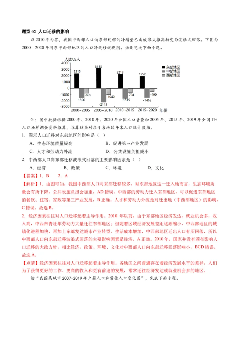 第21讲人口迁移（讲义）（解析版）_9.2025地理总复习_2024年新高考资料_1.2024一轮复习_2024年高考地理一轮复习讲练测（新教材新高考）