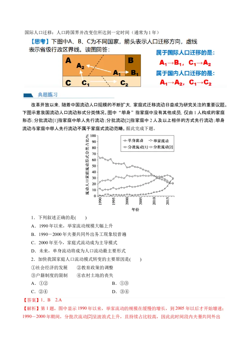 第21讲人口迁移（讲义）（解析版）_9.2025地理总复习_2024年新高考资料_1.2024一轮复习_2024年高考地理一轮复习讲练测（新教材新高考）