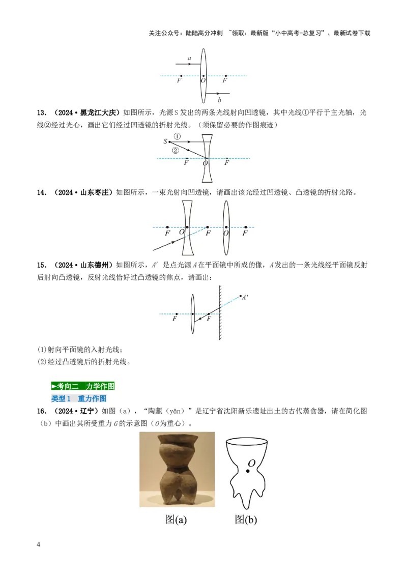 题型01作图专练-备战2025年中考物理真题题源解密（全国通用）（原卷版）_02中考总复习（2026版更新中）_04-物理-中考总复习_2025年中考复习资料