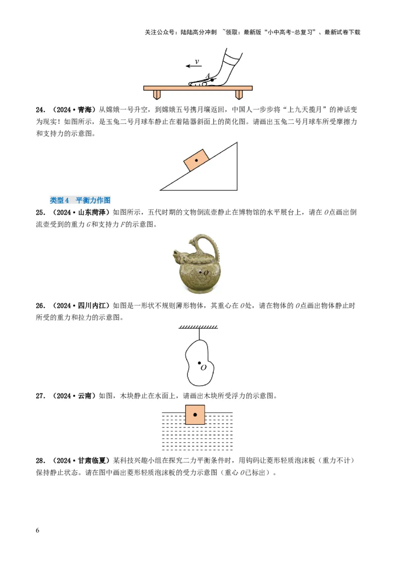 题型01作图专练-备战2025年中考物理真题题源解密（全国通用）（原卷版）_02中考总复习（2026版更新中）_04-物理-中考总复习_2025年中考复习资料