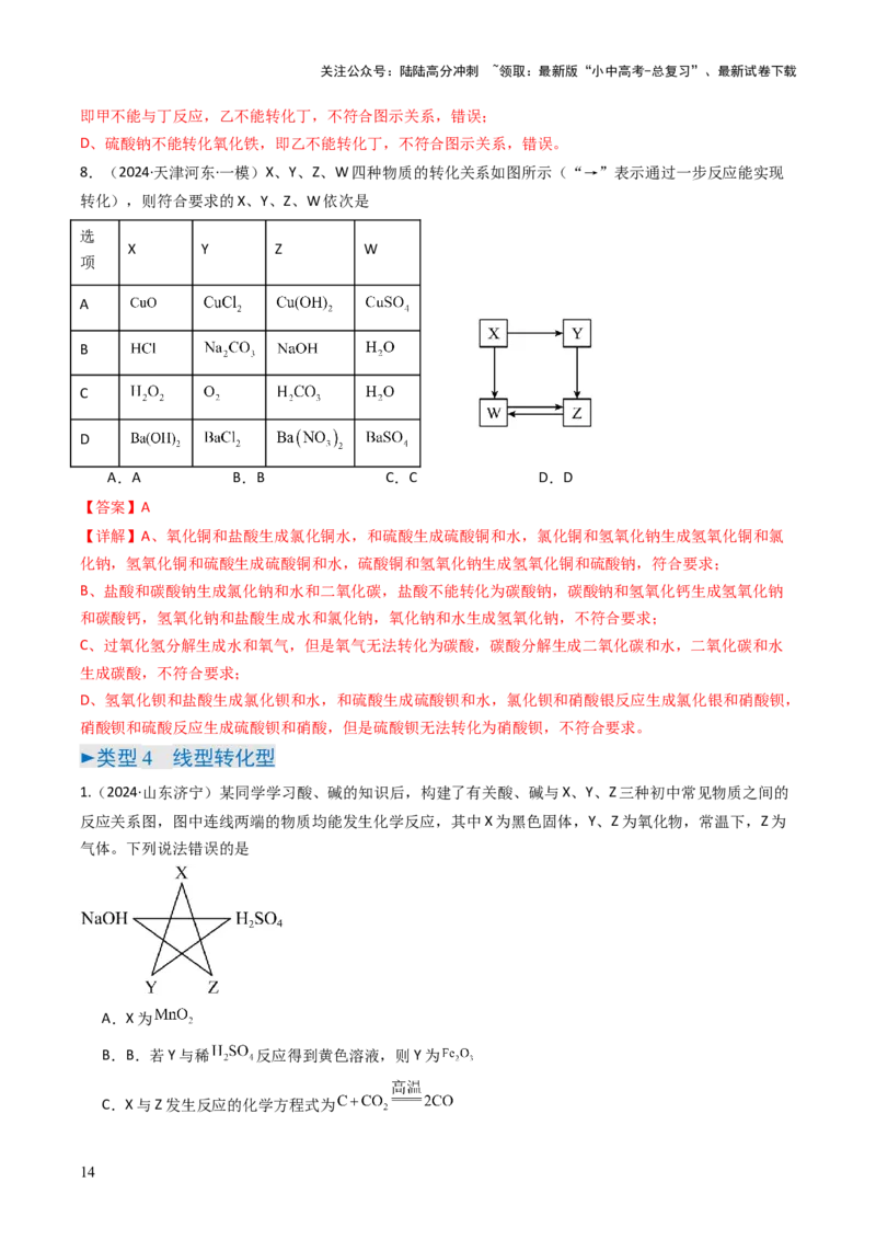 题型02物质推断题（解析版）_02中考总复习（2026版更新中）_05-化学-中考总复习_2025年中考复习资料_备战2025年中考化学真题题源解密