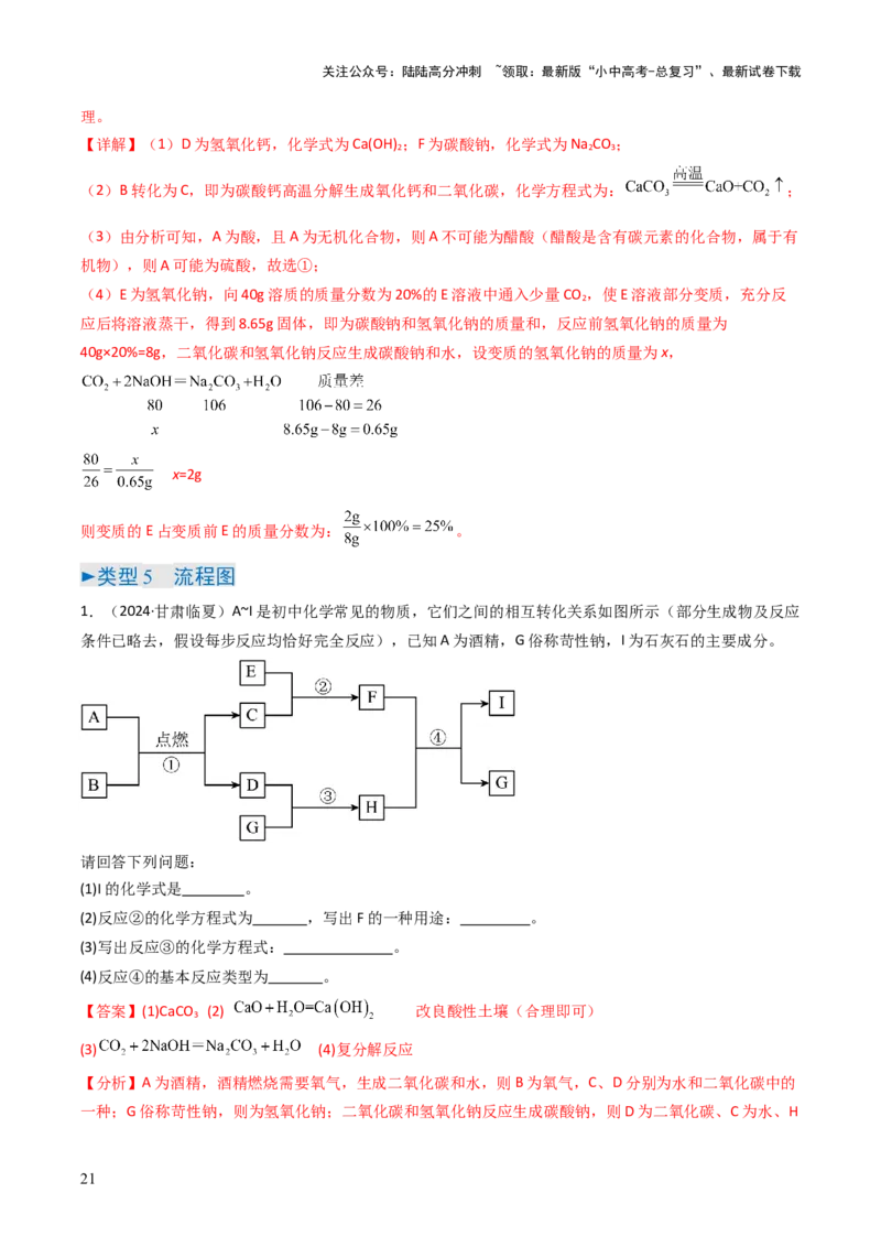 题型02物质推断题（解析版）_02中考总复习（2026版更新中）_05-化学-中考总复习_2025年中考复习资料_备战2025年中考化学真题题源解密
