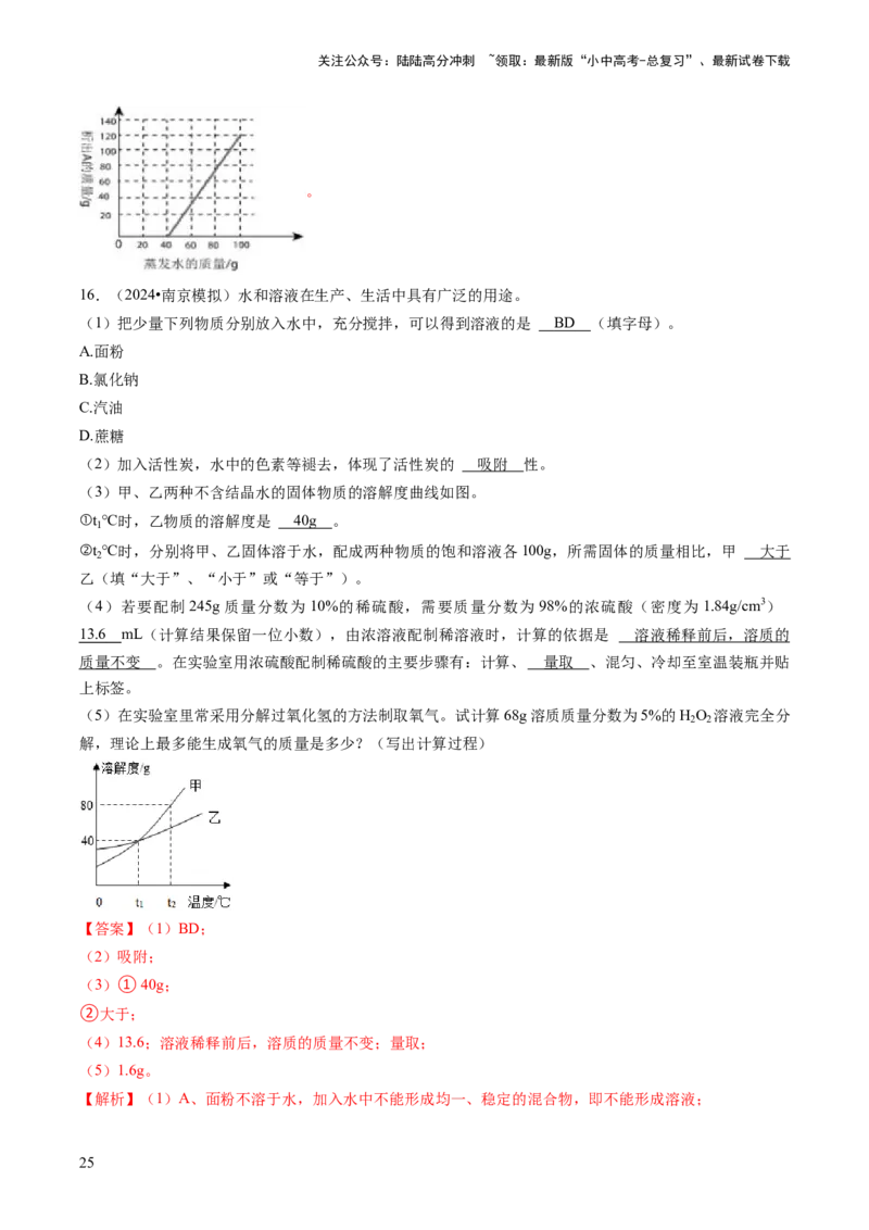 题型01坐标图像题（解析版）_02中考总复习（2026版更新中）_05-化学-中考总复习_2024年中考复习资料_三轮复习_查漏补缺2024年中考化学复习冲刺过关（全国通用）_查补能力&bull;提升练