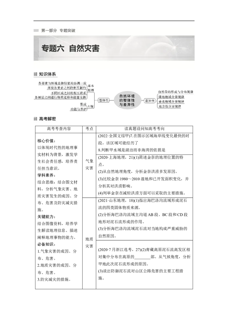第1部分专题6考点1　气象灾害_9.2025地理总复习_2023年新高考复习资料_二轮复习_2023年高考地理二轮复习讲义+课件（新高考版）_2023年高考地理二轮复习讲义（新高考版）_学生版