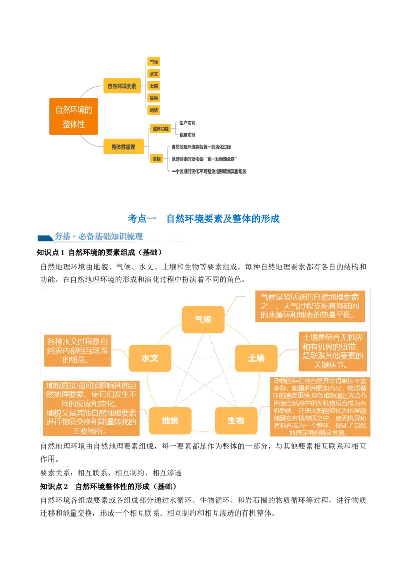第17讲自然环境的整体性（讲义）（原卷版）_9.2025地理总复习_2024年新高考资料_1.2024一轮复习_2024年高考地理一轮复习讲练测（新教材新高考）