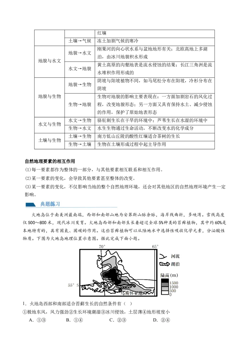 第17讲自然环境的整体性（讲义）（原卷版）_9.2025地理总复习_2024年新高考资料_1.2024一轮复习_2024年高考地理一轮复习讲练测（新教材新高考）