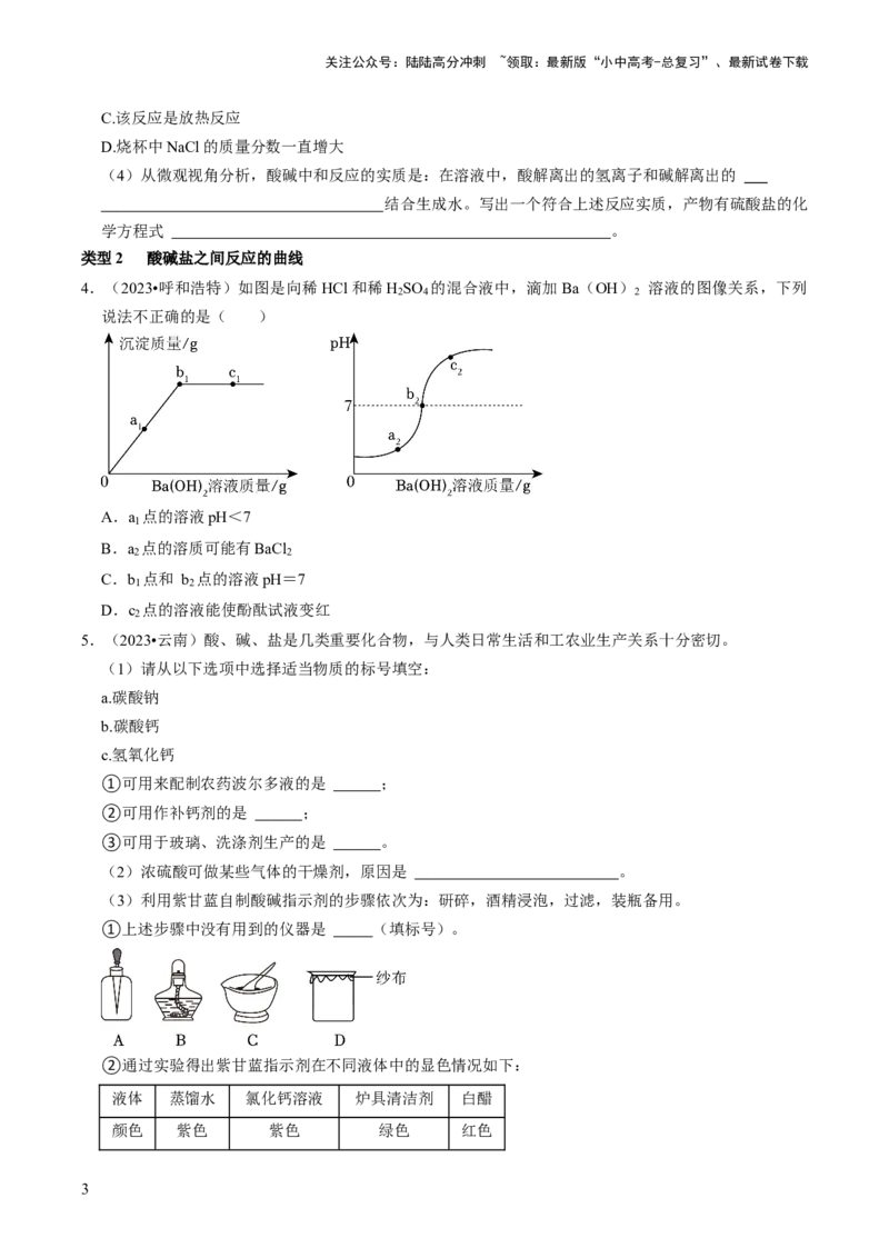 题型01坐标图像题（原卷版）_02中考总复习（2026版更新中）_05-化学-中考总复习_2024年中考复习资料_三轮复习_查漏补缺2024年中考化学复习冲刺过关（全国通用）_查补能力&bull;提升练