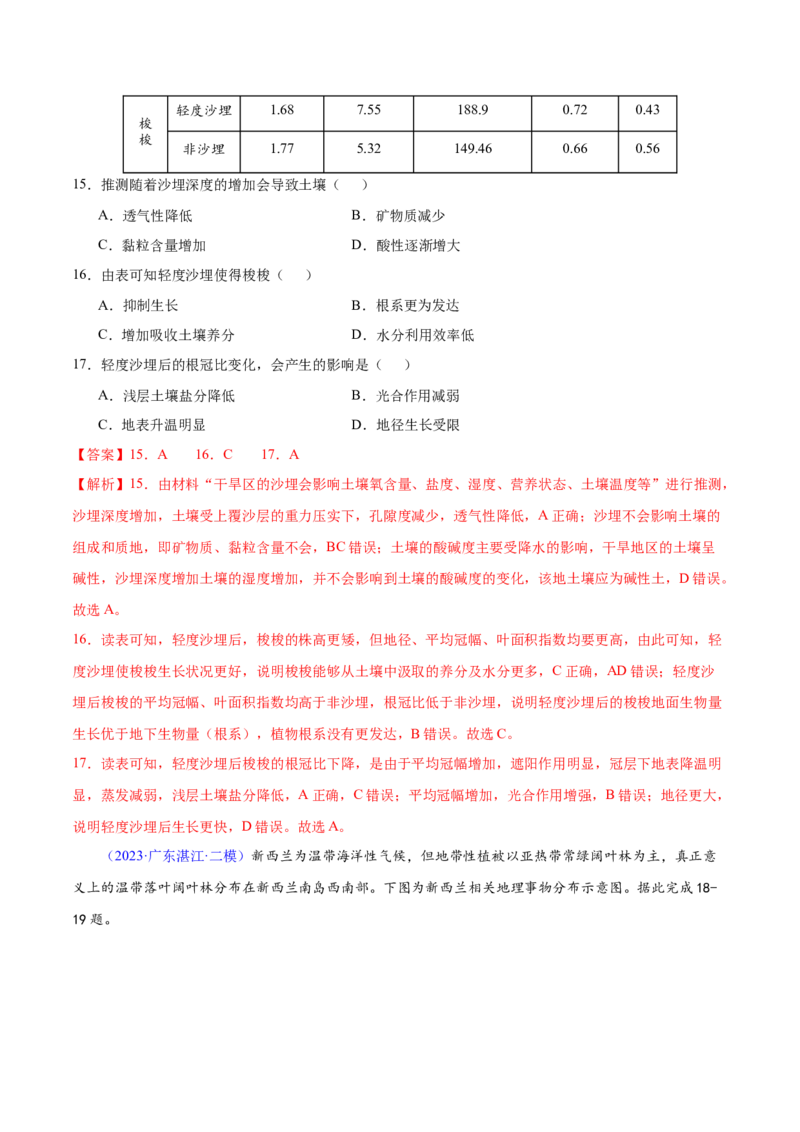 第5~7题自然地理环境的整体性与差异性-备战2024年高考地理临考题号押题（江苏卷）（解析版）_9.2025地理总复习_2024年新高考资料_5.2024三轮冲刺