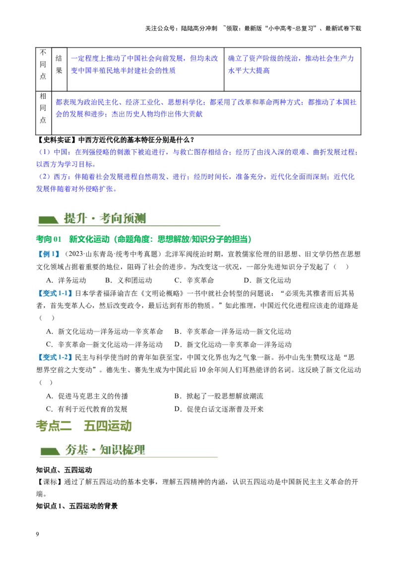 （讲义）专题10新民主主义革命的开始（原卷版）_02中考总复习（2026版更新中）_06-历史-中考总复习_2024年中考复习资料_一轮复习_配套讲义（原卷版+解析版）