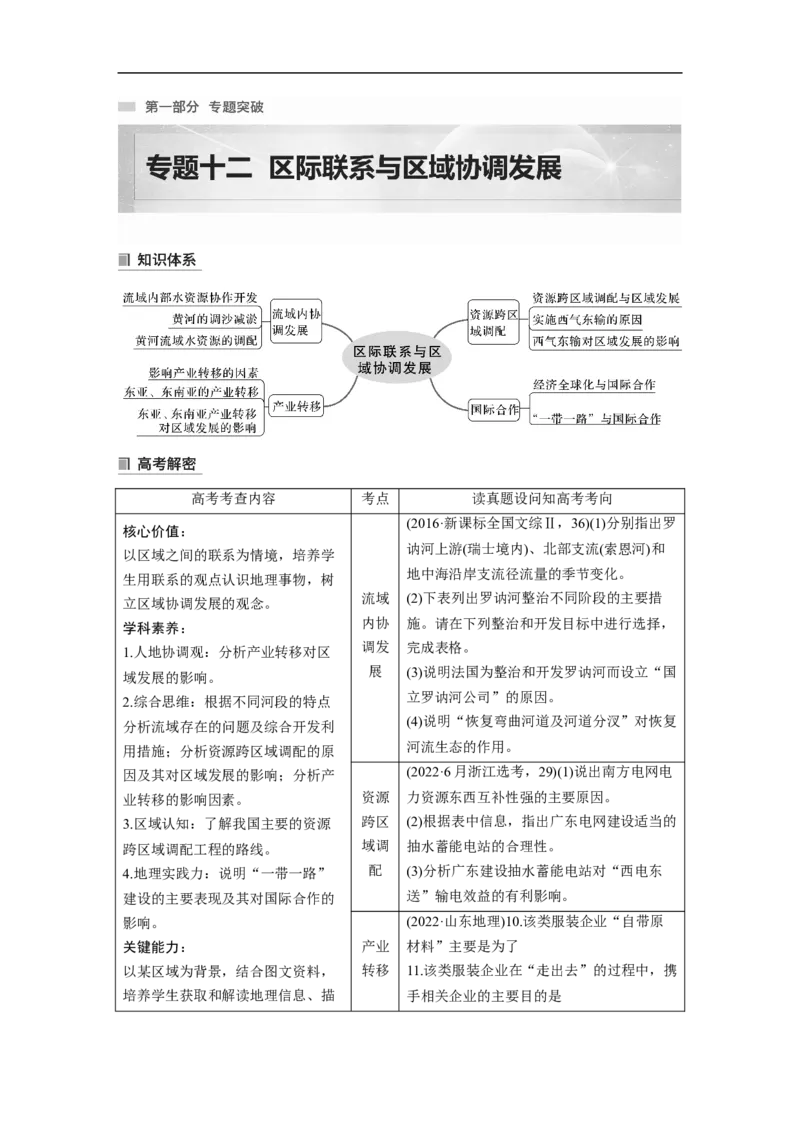 第1部分专题12考点1　流域内协调发展_9.2025地理总复习_2023年新高考复习资料_二轮复习_2023年高考地理二轮复习讲义+课件（新高考版）_2023年高考地理二轮复习讲义（新高考版）_学生版