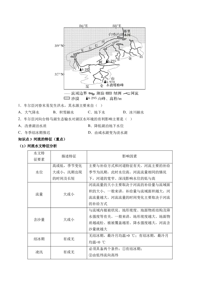 第10讲水循环和水量平衡（讲义）（原卷版）_9.2025地理总复习_2024年新高考资料_1.2024一轮复习_2024年高考地理一轮复习讲练测（新教材新高考）