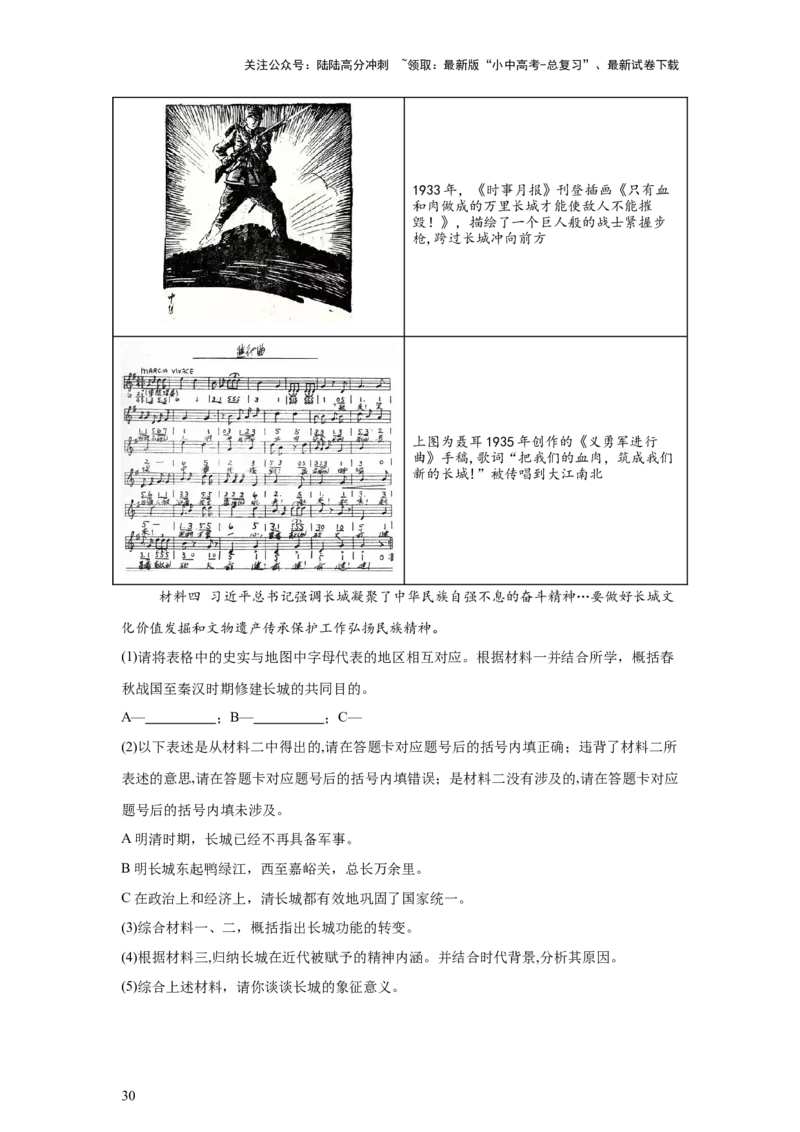 （重庆专用）中考历史真题汇编：综合材料题-5年（2020-2024）中考真题+1年模拟真题汇编_02中考总复习（2026版更新中）_06-历史-中考总复习_2025年中考复习资料