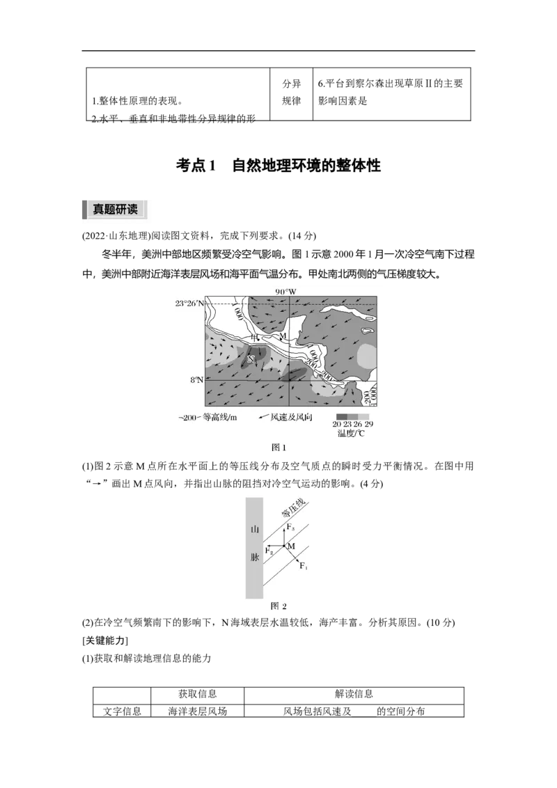 第1部分专题5考点1　自然地理环境的整体性_9.2025地理总复习_赠品通用版（老高考）复习资料_二轮复习_2023年高考地理二轮复习讲义+课件（全国版）_学生版_学生用书Word版文档