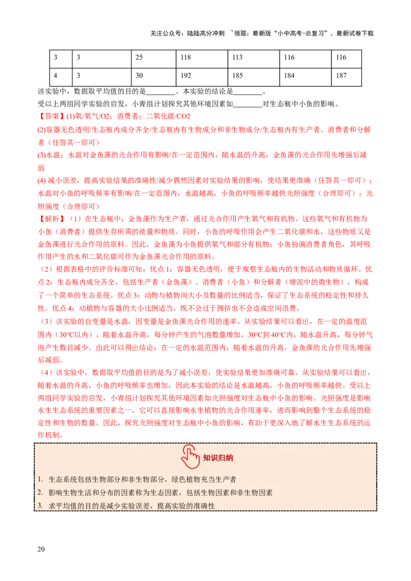 题型03实验探究（讲练）（解析版）_02中考总复习（2026版更新中）_08-生物-中考总复习_2025中考复习资料_2025中考二轮课件ppt+讲义+练习生物_讲义+练习