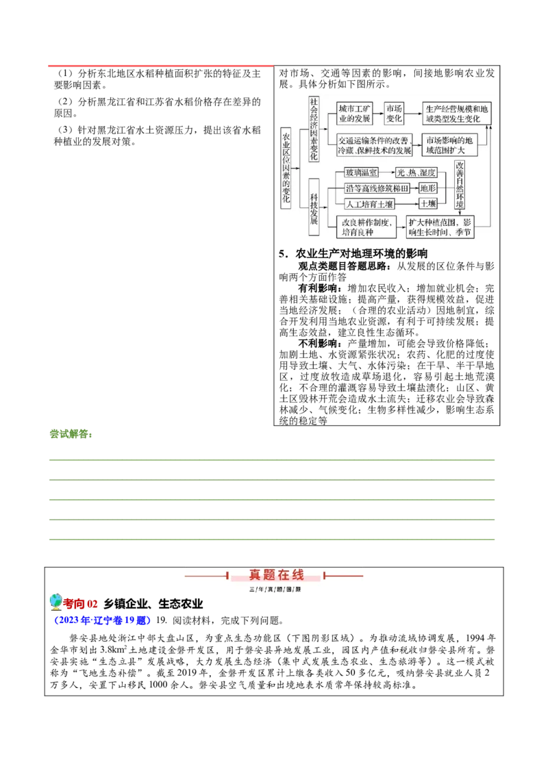 押题02农业与乡村振兴-备战2024年高考地理临考题型押题（辽宁卷）（原卷版）_9.2025地理总复习_2024年新高考资料_5.2024三轮冲刺_备战2024年高考地理临考题号押题（辽宁卷）323128912
