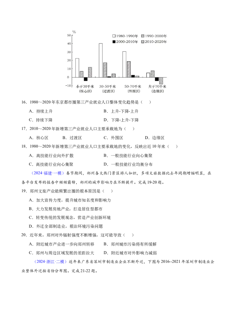第17~19题产业转移、升级与产业振兴-备战2024年高考地理临考题号押题（江苏卷）（原卷版）_9.2025地理总复习_2024年新高考资料_5.2024三轮冲刺