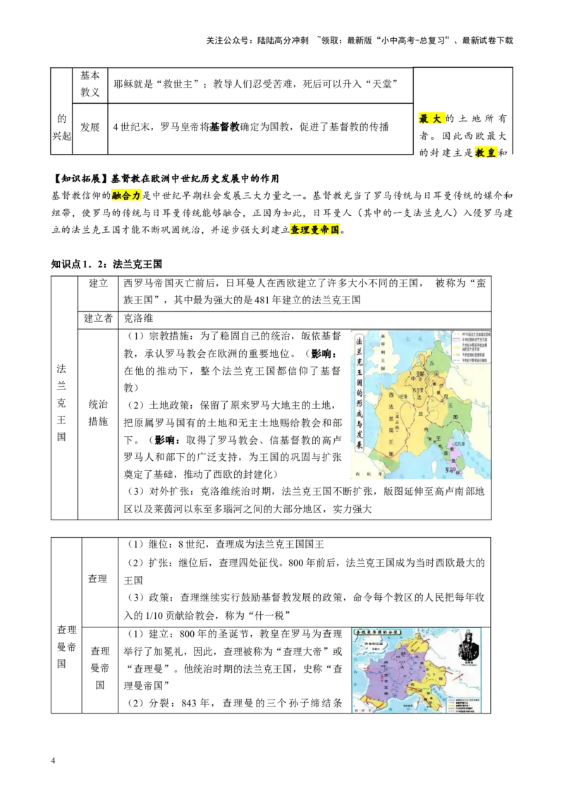 （讲义）专题19封建时代的欧洲、亚洲国家修改版（解析版）_02中考总复习（2026版更新中）_06-历史-中考总复习_2024年中考复习资料_一轮复习_配套讲义（原卷版+解析版）