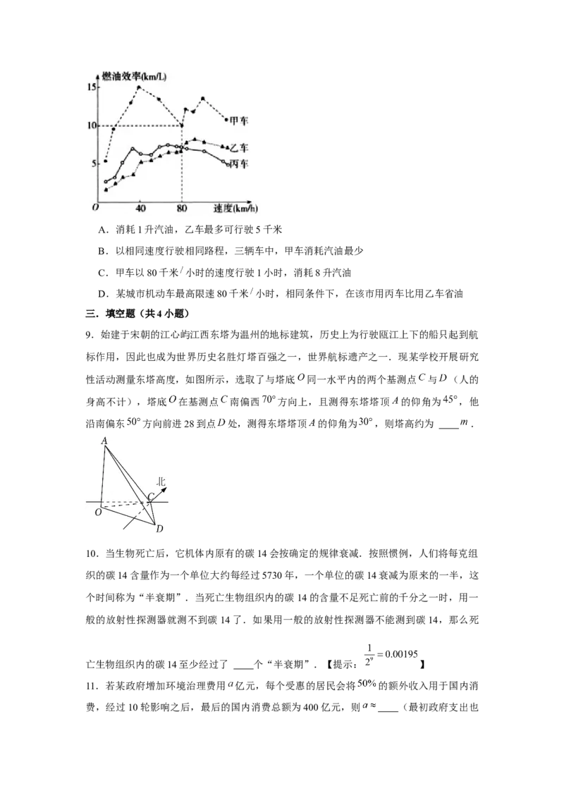 专题09函数模型的应用（原卷版）_2.2025数学总复习_2024年新高考资料_3.2024专项复习_更新中2024年新高考数学一轮复习之题型归纳与重难专题突破提升（新高考专用）